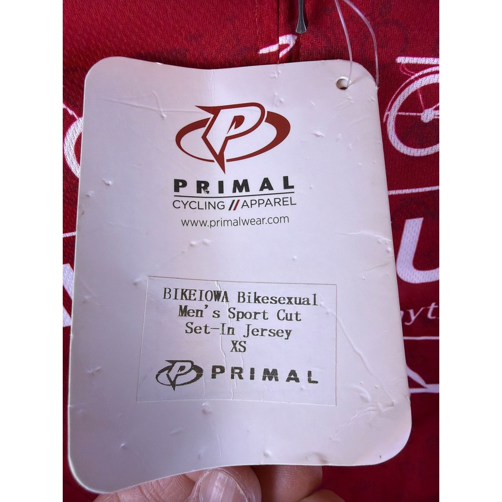 Primal Cycling Jersey Mens XS Red Bikesexual Bike Iowa Full Zip Cycling NEW - Picture 4 of 9